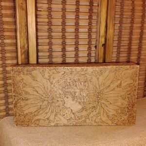 Antique/Vintage Pyrography Box Victorian Motiff Floral Jewelry Box